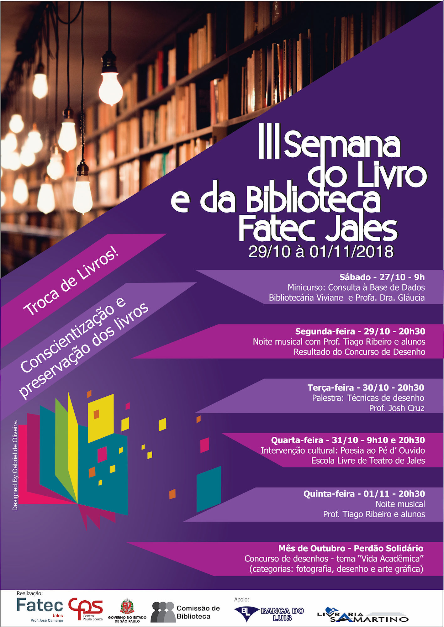 cartaz 3 semana livro da biblioteca 2018